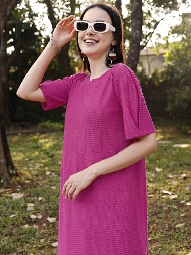 Image of PURVAJA Women's A-Line Below Knee Length Dress (Yuvi-011-013)