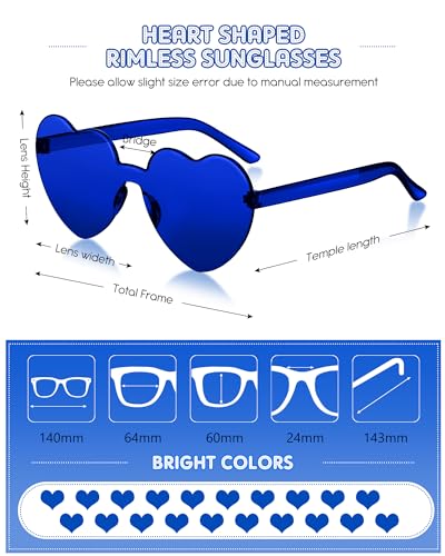 Frienda 20 Pairs Heart Shaped Sunglasses Rimless Candy Color Glasses for Women Men Party Favor2