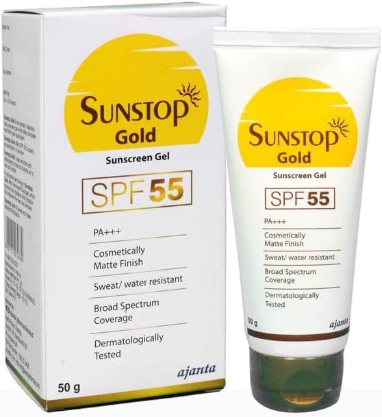 Sunstop Gold Spf 55 Sunscreen for All Skin Type Gel Matte Finish 50 Gm