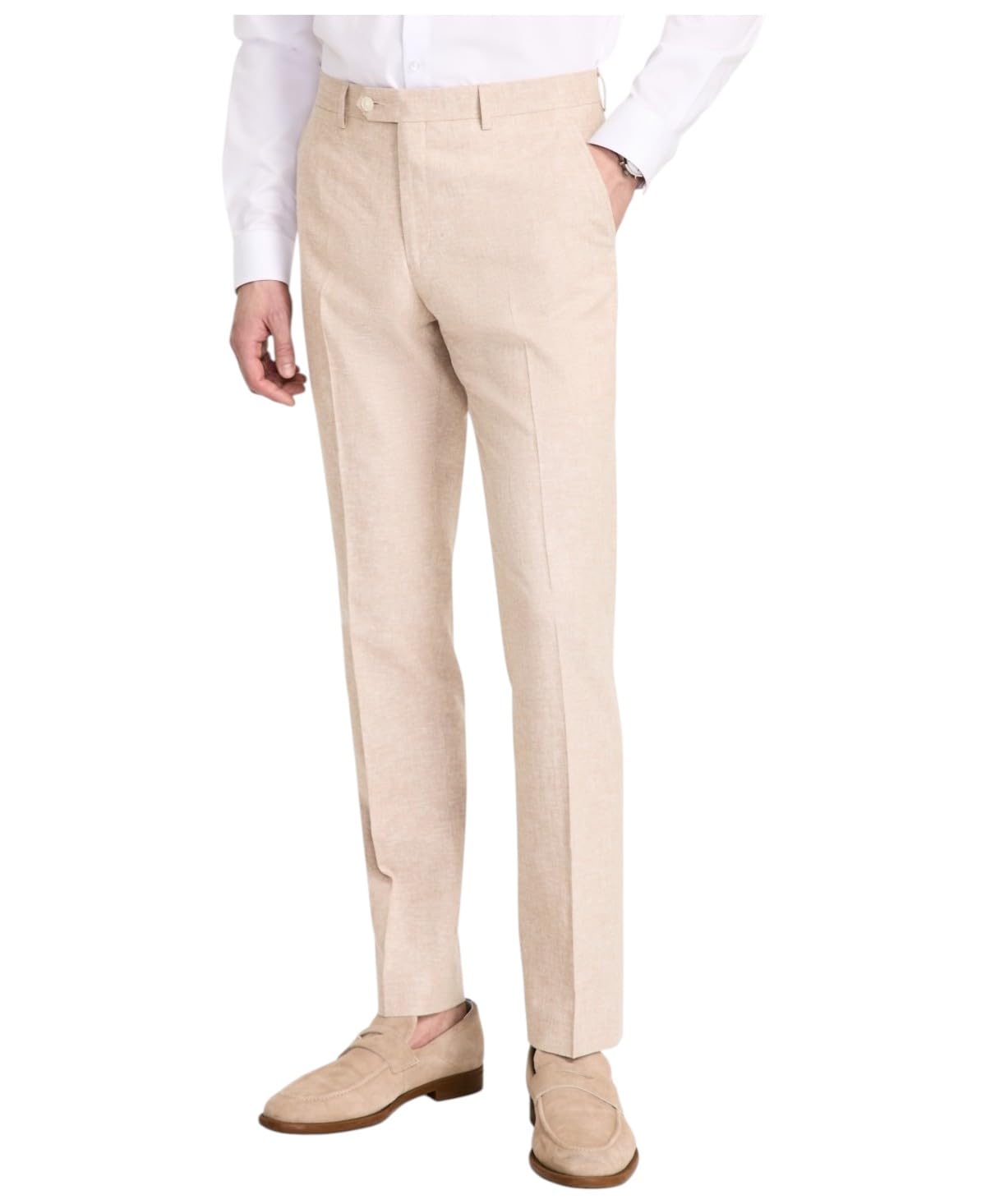 Tommy Hilfiger Mens Modern fit Dress Pants 38 30 Beige Solid Stretch Linen