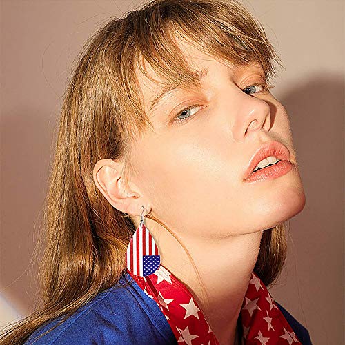 Wremily 8 Pairs Teardrop Leather Baseball Earrings For Sport Lover Usa Flag Statement Leaf Leather Dangle Earring Set For Women Girls Lightweight #TOP3