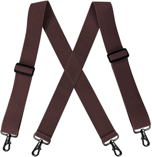 Comodish Tirantes para hombres X espalda 4 clips de metal 2 pulgadas de ancho ganchos giratorios tirantes para trabajo
