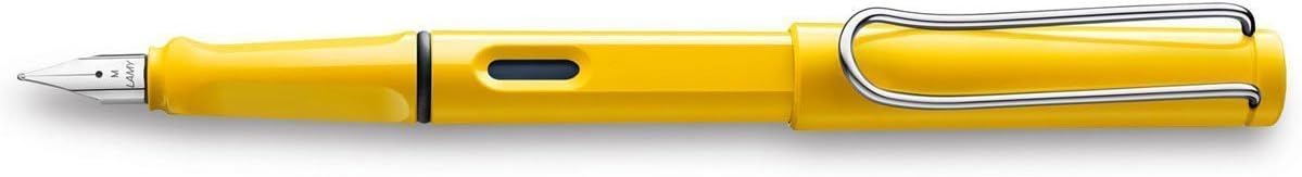 Lamy Safari Fountain Pen Set, Medium Nib + 6 Blue Ink Cartridges (Yellow)