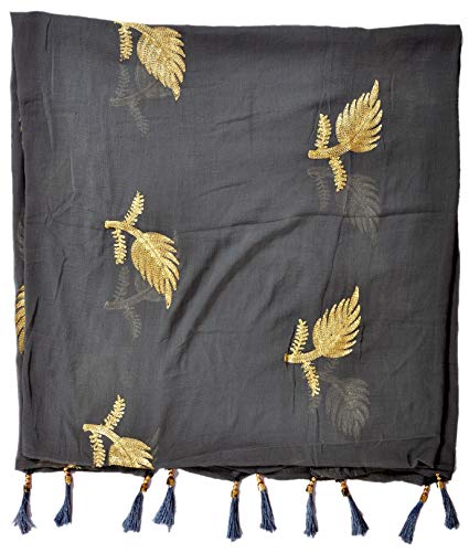 Image of YOUTHQUAKE Women's Golden Patti Work Embroidered Chiffon Dupatta for Womens & Girls With Latkan