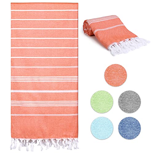 Sarsumir Serviette de Plage Grande 90x180cm Drap de Plage Sèche Rapide Drap de Bain pour Natation Voyage Gymnase Piscine Yoga Camping, Serviette de Bain pour Homme Femme Enfant Adulte, Orange