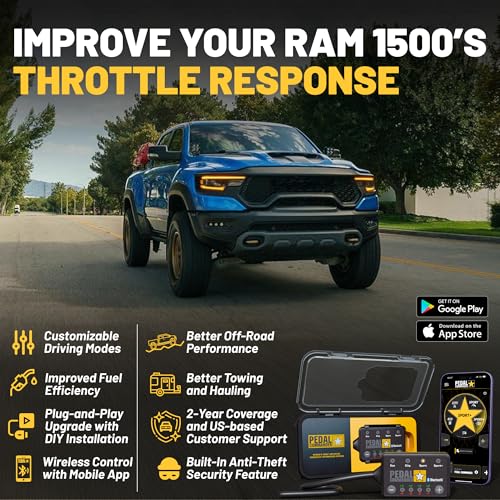 Image of PEDAL COMMANDER for Ram 1500 New Body 2019-2026 Throttle Response Controller - Plug-and-Play 36 Settings, Wireless App Control, Anti Theft - Off-Road Performance Mods - 1500 Accessories (Pack of 3)