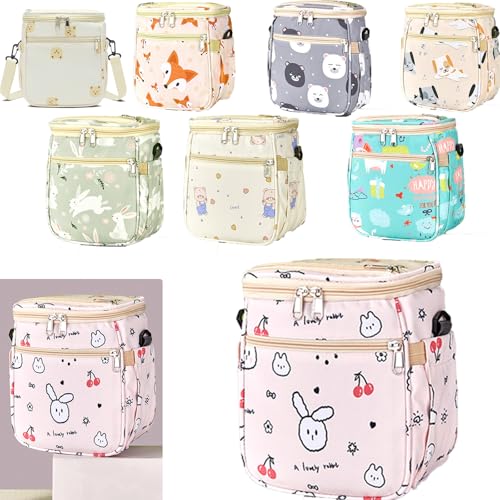 Boxonly Cherry Bunny Kids Bike Basket - 8" x 5" Front Handlebar Bag for Children's Bicycle, Scooter Accessory