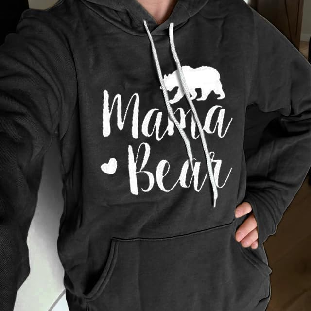 Muicy Womens Hoodies Mama Bear Shirt Casual Long Sleeve Tops Sweatshirts with Pockets - Image 2