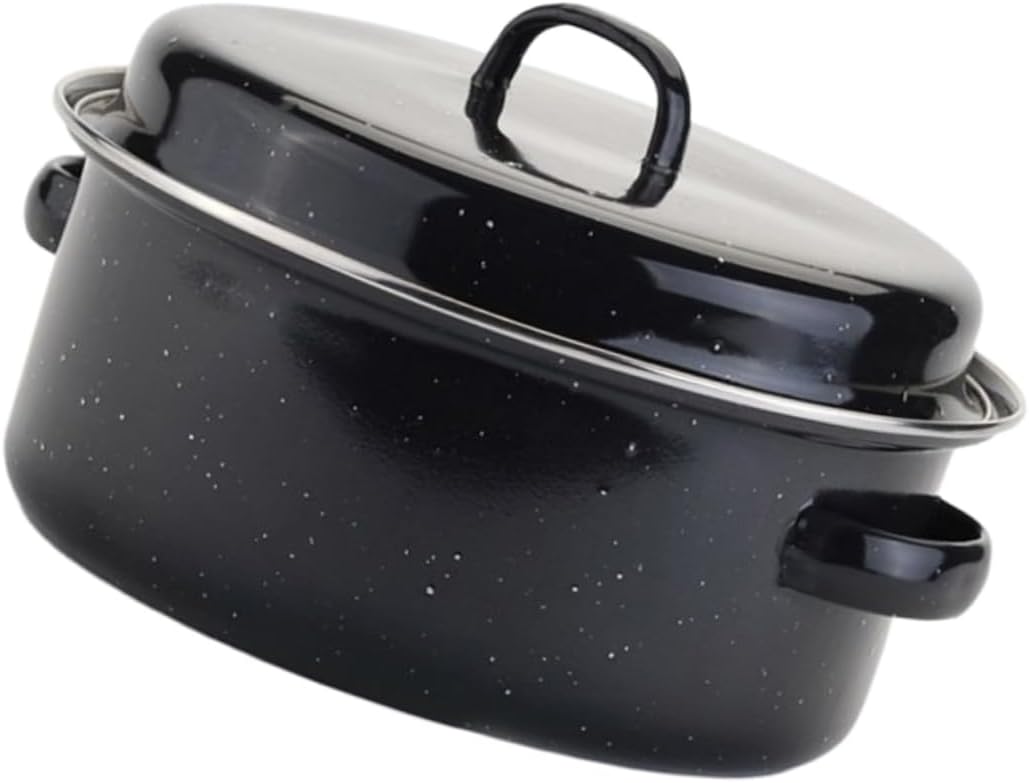 Zerodeko Covered Round Roaster for Roasted Sweet Potatoes 3L Non-Stick Baking Pot Lid Versatile Kitchen Tool for Home Cooking