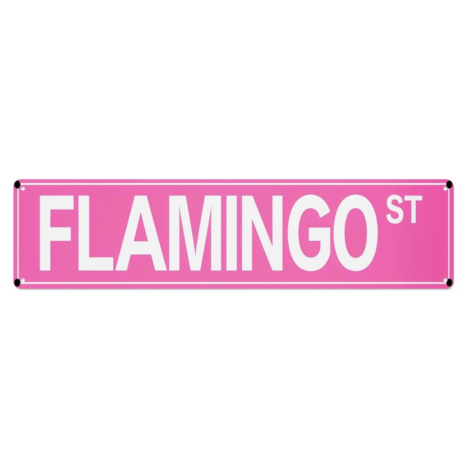 Jdyaojiesheng Vintage Flamingo Street Sign Pattern Tin Sign Retro Metal Wall Decor Metal Poster, Home Bar Garage Farmhouse Cafe Wall Art Decoration 4X16inch