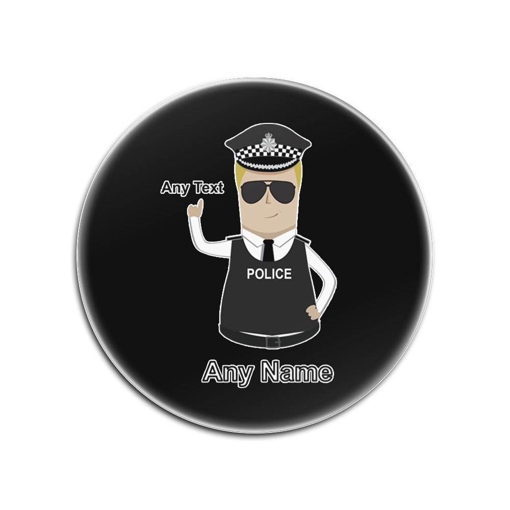 Sous-verres ronds en verre Police personnalisables avec nom pour cadeau