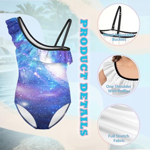 Image of Girls One Piece Swimsuit Ruffled Halter Bathing Suit with Adjustable Strap Beach Sport Swimwear for 3-14 Years