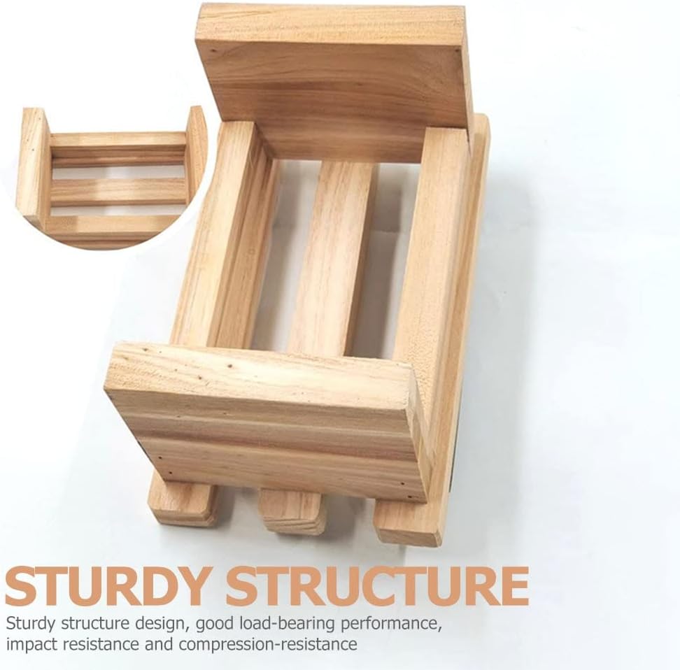 Wood Step Stool Footstool Small Rectangle Stool Low Stool Porch Shoe Changing Stool for Living Room,Kitchen Bedroom Padded Seat