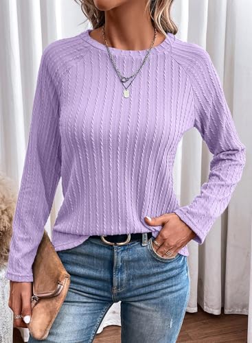 Image of Dokotoo Womens Tops Long Sleeve Lightweight Shirts 2026 Spring Fashion Clothing Trendy Tops Crewneck Knit Basic Tee