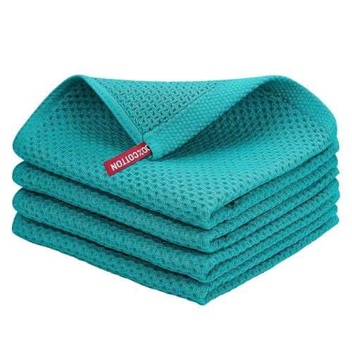 Strofinacci in cotone tessuto morbido e assorbente, confezione da 4 strofinacci 34,3 x cm per lavare i piatti in cucina (Sky Blue C 34 x 34 cm)