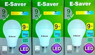 E-Saver - LED Standard GLS A60 (Globe) - Led Light Bulbs - 9w = 80 watt - (Pack of 3) - 4200k Cool White LED Bulbs - 850Lm - Bayonet Light Bulb - (BC - B22- B22d)