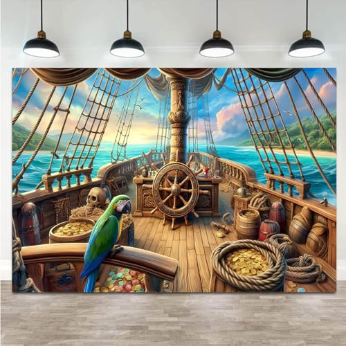 Fondo Vintage Pirata 10x8ft con Tema Náutico miniatura 2