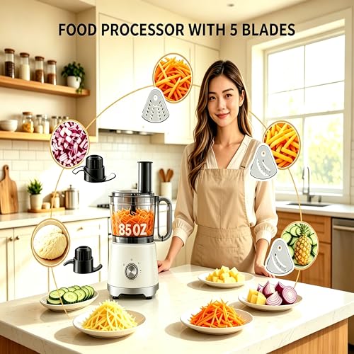 Image of Simple Deluxe 10.5 Cup Food Processor, Multi-Functional Vegetable Choppers Food Grinder with Slicing Shredding Chopping Kneading, Suitable for Smoothie Fruit Dough, 2.6QT, Classic White