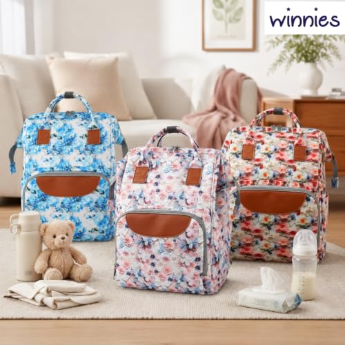 Image of Winnies Diaper Bag Backpack with Secure Front Buckle - Waterproof Maternity Travel Backpack with Large Capacity, Insulated Bottle Holders & Multiple Internal Pockets