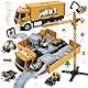 PATEMZON Baufahrzeuge Kinder groß LKW, Doppelter Auswurfschiene, Kran Spielzeug Bulldozer Dampfwalze Gabelstapler Konstruktionsfahrzeuge, Baustellenfahrzeuge Spielzeug für 3 4 5 6 7 Jahre Geschenke