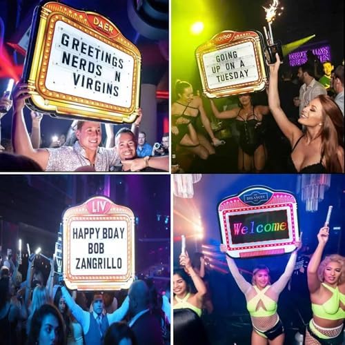 VIP Bottle Service Sign - LED Club Bottle Presenter with Hand-Holding Design, Colorful Changeable Letters for Nightclubs, Bars & Parties - Eye-Catching Billboard Display