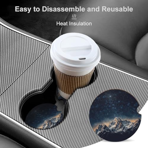 Posavasos para autos 2.6 pulg impresión Starry Night 2 pzas miniatura 4