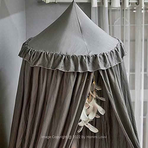 Hommi Lovvi Bed Canopy For Girls, Dreamy Frills Ceiling Hanging Princess Canopy Bedroom Decoration Soft Canopy Net Reading Nook, Extra Large Full Queen Size Bed Canopies - Grey #TOP5