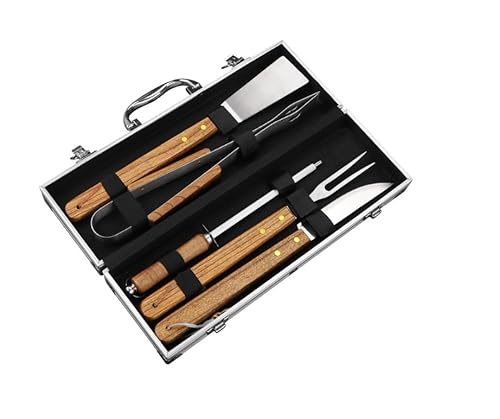 Kit Churrasco Barbecue Chef's 5 Pcs Inox Com Maleta Alumínio Ejp