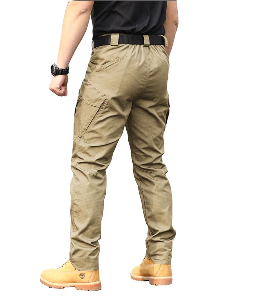 THWEI Pantalones cargo tácticos para hombre, resistentes al agua, para senderismo, trabajo al aire libre, con múltiples bolsillos, sin cinturón