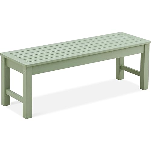 Psilvam Outdoor Bench, Two Person Poly Lumber Porch Bench, Weatherproof Garden Bench That Never Rot and Fade, All-Weather Patio Bench Suit for Garden, Porch, and Park (Green)
