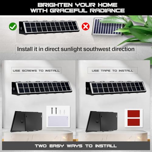 Image of Gigawatts 12 LED Solar Wall Light On /Off Botton & 2.4Ah Battery Water Resistant Decor Deck Fence Lights Flood Lamp for Home Garden Terrace Patio (Set of 1, RGB)