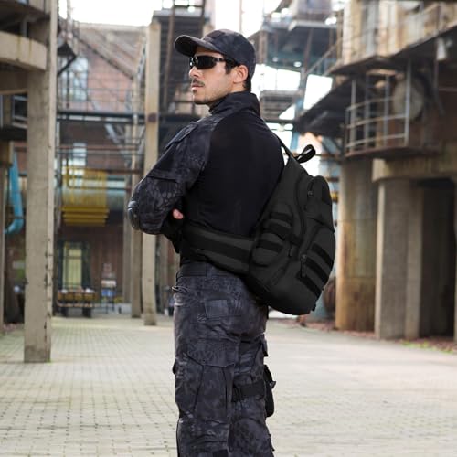 Explokit Tactical Sling Bag Mens One Strap Shoulder Backpack Fly Fishing Bag EDC Crossbody Chest Pack for Outdoor Hiking Cycling Traveling (#02-Black) - Image 8