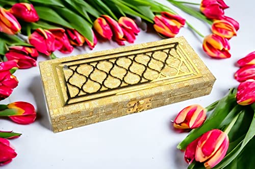 Image of SHAKTISM Wood Decorative And Attractive Box Cash Box, Shagun Box, Jewellery Box, Money Box Envelop Wedding, Gift Box, Bangel Box (Pack Of 1Pc, Golden)