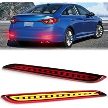 LED Rear Bumper Reflector Tail Lights for Hyundai Sonata 2015-2017, Brake Lights, Sequential Turn Signals & DRL, Replace OE# 92405C1000, HY1184113 Red