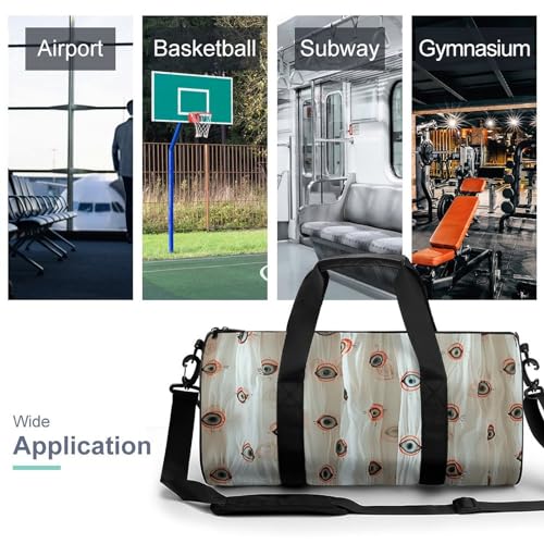 Travel Duffle Bag Eyeball Style Image Weekender Bags for Women Large Capacity Travel Overnight Bags Foldable Carry On Tote Bags Lightweight Sport Gym Bag For Travel/Gift, 17.7in/9in/9in, white3