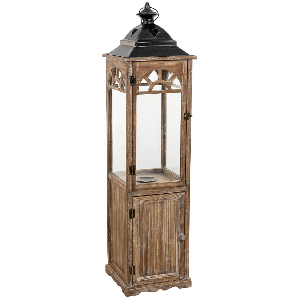Farol de Madera marrón 26x26x102.5h cm