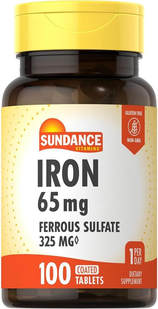 Sundance Vitamins Iron 65 mg - 100 Tablets, Pack of 3