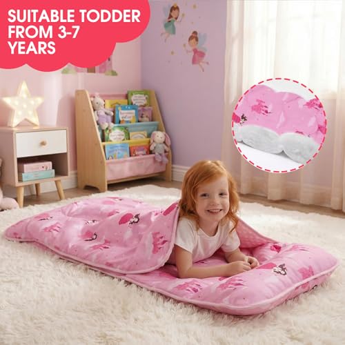 Image of ACRABROS Toddler Nap Mat with Pillow and Blanket, Large Rolled Napping Mats,Slumber Bags for Boys Girls,Kids Sleeping Bag for Daycare, Preschool Travel