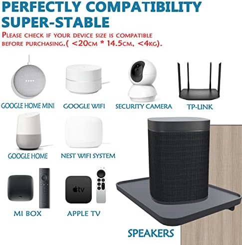 sciuU Universale Wall Mount , ABS Wall Shelf Holder for Routers , Google Home mini , Google Wifi , Security Camera , Sonos , Speakers , Smart Home , Nest WiFi System , Mi Box , Apple TV , Black