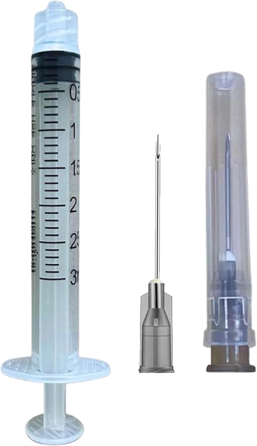 Elimedical Veterinary Syringe with Needle, Luer Lock 3cc (3ml), 22G x 1 inch (25mm), Individually Sealed, 100 per box, 03LT2225