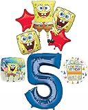 Spongebob's 5th Birthday Party Supplies and Balloon Bouquet Decorations