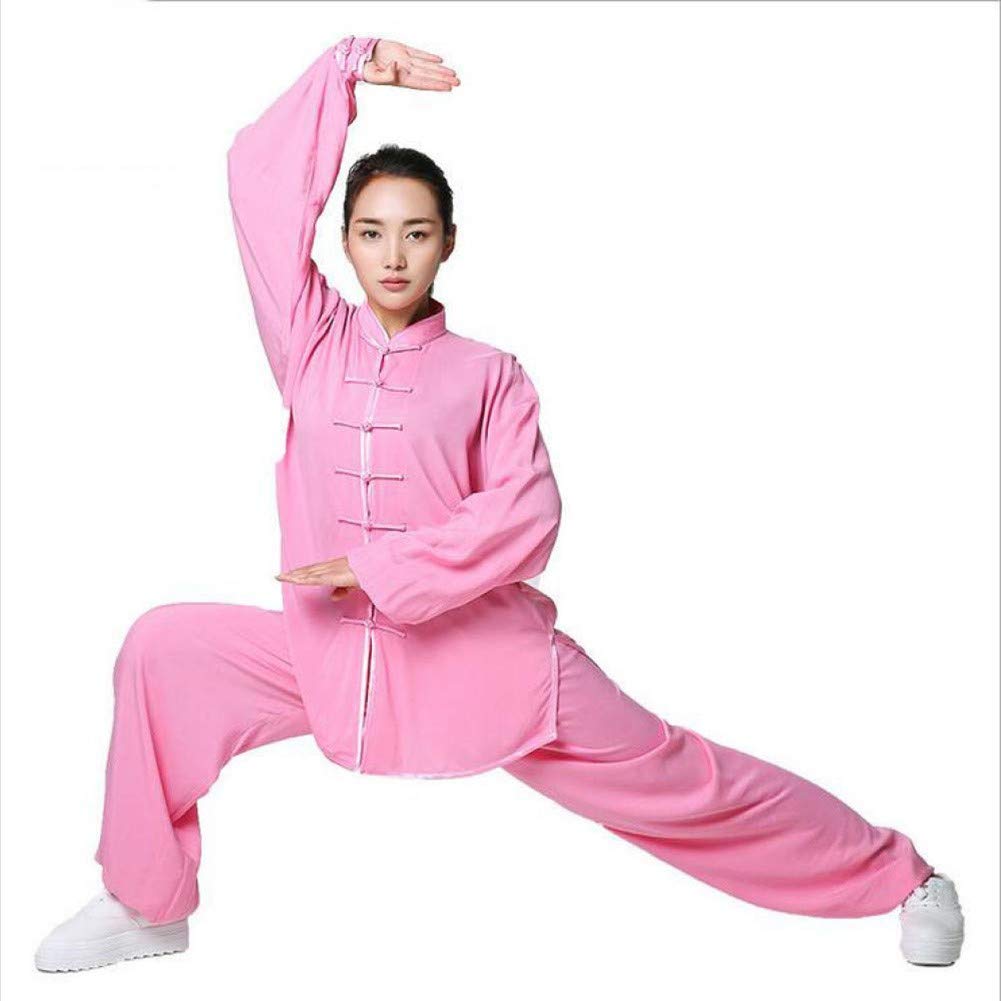 Costume de Tai Chi pour femme en blanc et rose pour les exercices du matin