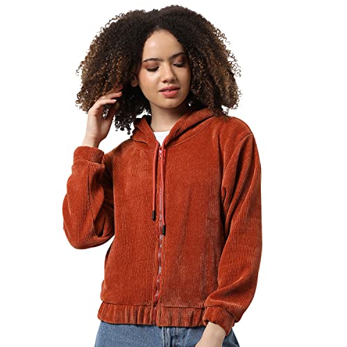 Image of Campus Sutra Women's Cotton Hooded Neck Sweatshirt