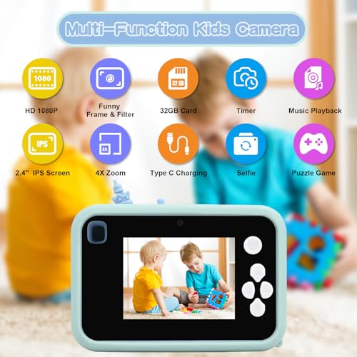 Kids Camera with Tripod - 1080P 48MP Digital Toy for Ages 3-10
