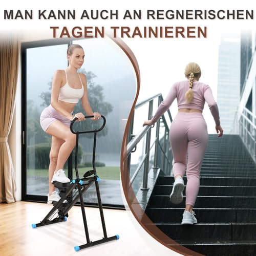 HXD-ERGO Stair Stepper für Zuhause, Folding Kompakt Stairmaster, Verstellbare Griffe Treppensteiger Fitnessgerät, Home Gym Ganzkörpertraining, Po Formen