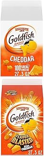 Cheddar Cheese Crackers, 27.3 oz Carton and Goldfish Flavor Blasted Xtra Cheddar Cheese Crackers, 27.3 oz Carton
