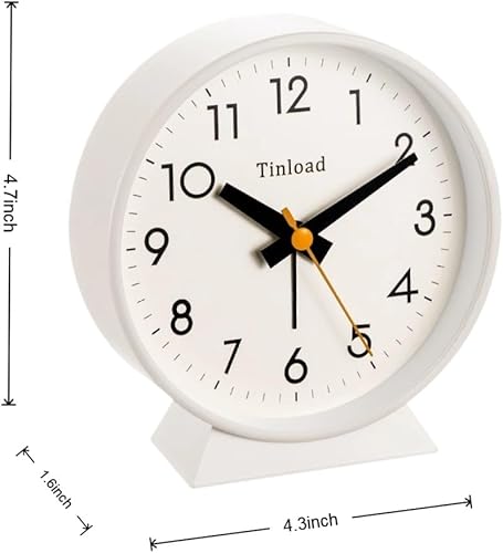 Miniatura 4 de Tinload Reloj despertador analógico retro antiguo de 4.5 pulgadas, funciona con pilas, pequeño y silencioso con luz nocturna, funciona con pilas,