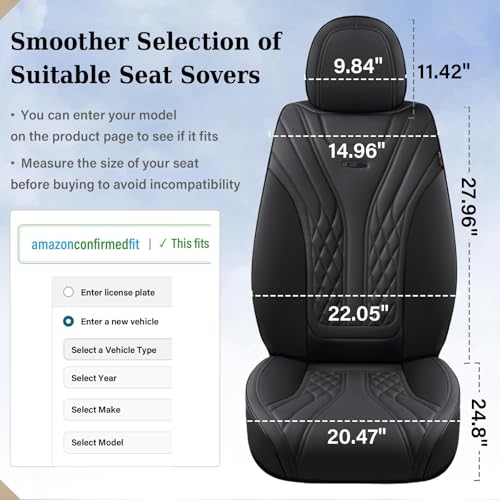 Image of Coverado Car Seat Covers, Car Seat Covers Front Seats, 2-Pack Front Seat Cover, Nappa Leather Waterproof Seat Covers, Car Seat Protectors, Automotive Seat Covers Universal Fit for Most Vehicles