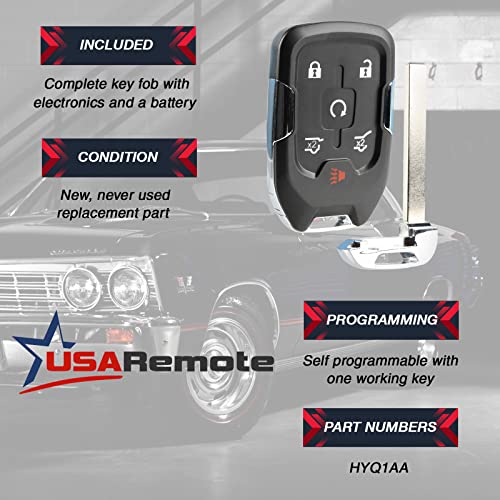Image of 1x Smart Key Fob Replacement for 2015-2020 Chevy Suburban Tahoe GMC Yukon Yukon XL, HYQ1AA 13580802, Push to Start Only, Self Programmable with One Working Key