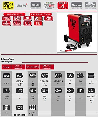 Telwin DIGITAL MIG 330 Technical Specifications Diagram